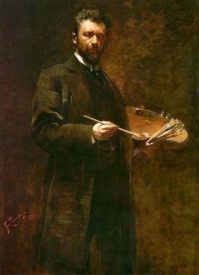 Franciszek zmurko Self-portrait with a palette. oil painting picture